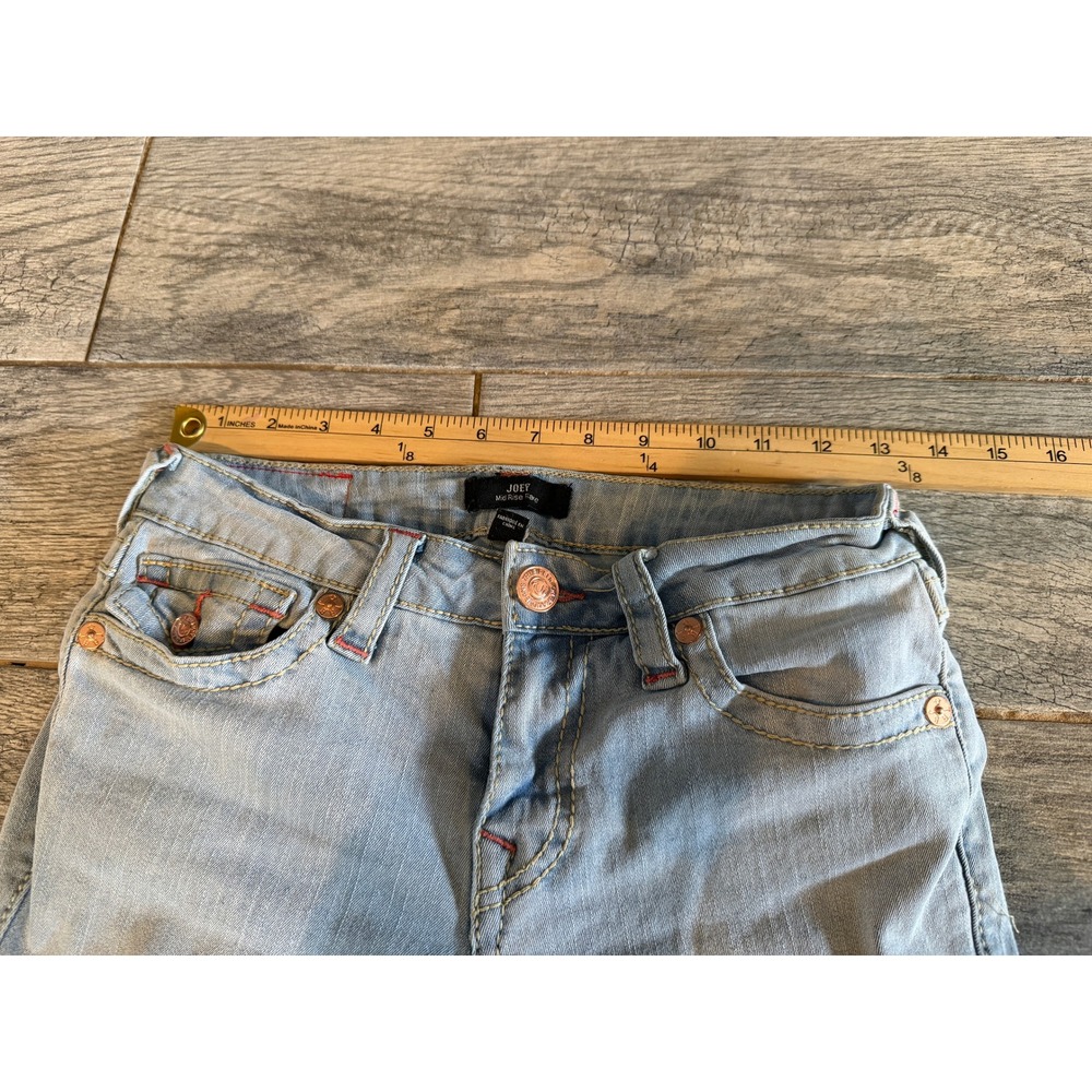 True Religion Joey Mid Rise Flare Jeans Womens 26 Bootcut Y2K Distressed Boot - Picture 5 of 12